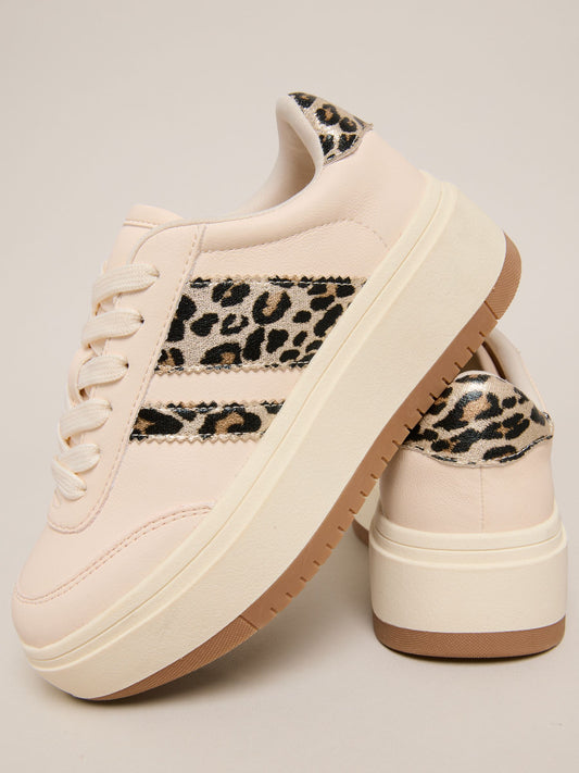 Lipsy Neutral Leopard Stripe Chunky Sport Trainers image 1