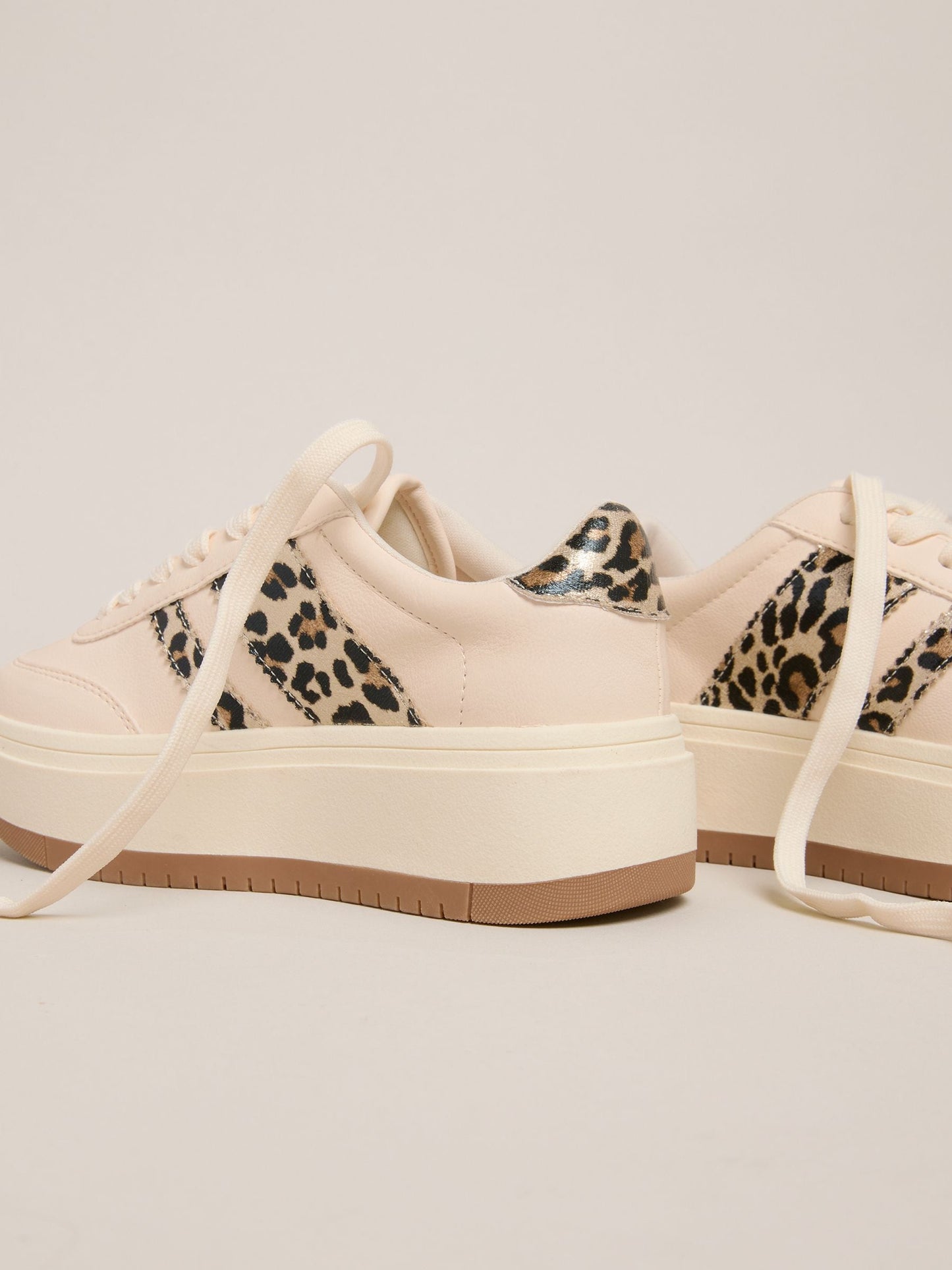 Lipsy Neutral Leopard Stripe Chunky Sport Trainers image 4