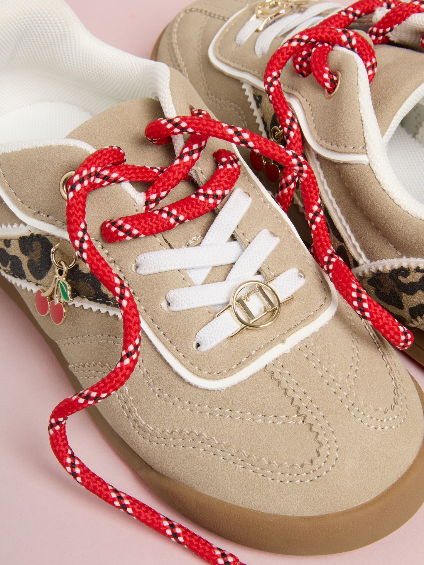 Lipsy Camel Faux Suede Charm Detail Slim Gum Sole Sport Trainers image 3