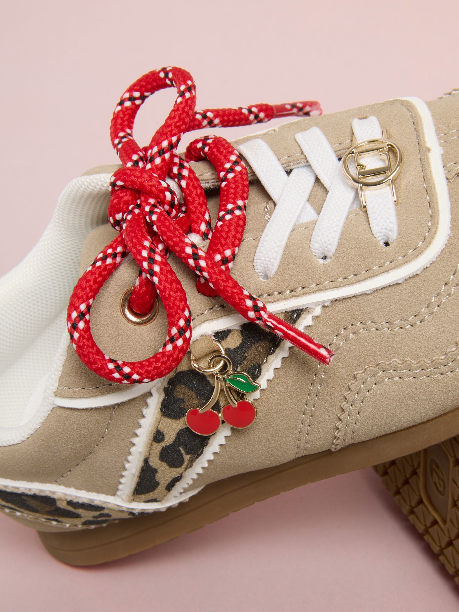 Lipsy Camel Faux Suede Charm Detail Slim Gum Sole Sport Trainers image 4