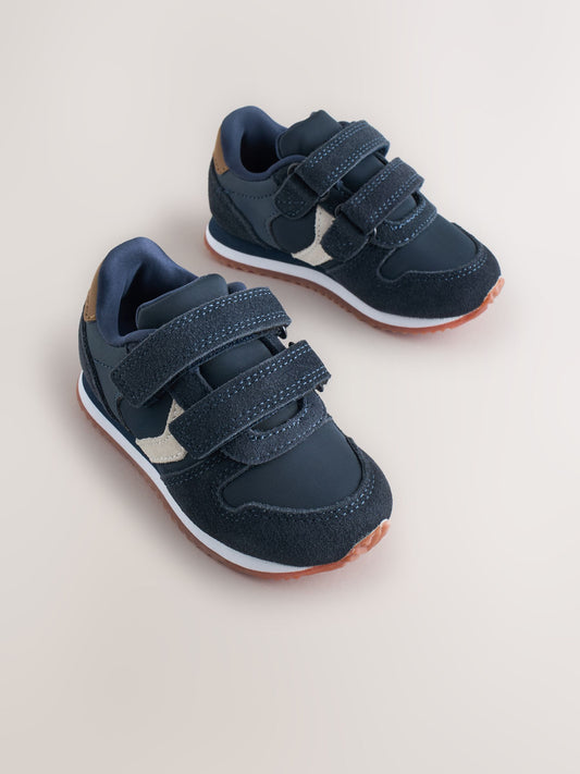 Navy Blue Standard Fit (F) Two Strap Touch Fastening Trainers image 1