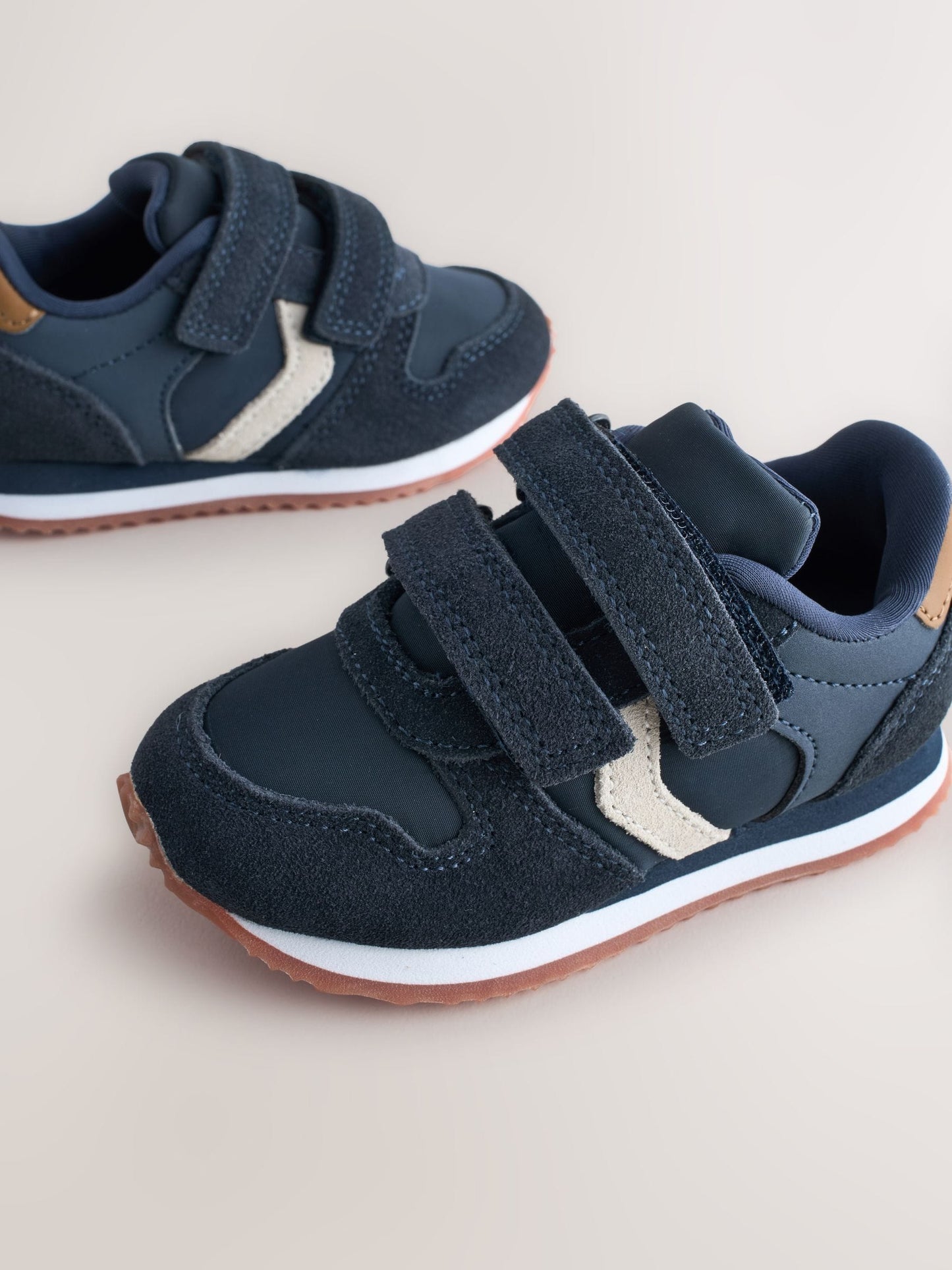 Navy Blue Wide Fit (G) Two Strap Touch Fastening Trainers image 4