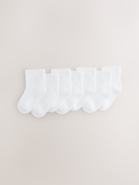 White 7 Pack Baby Socks (0mths-2yrs) image 1