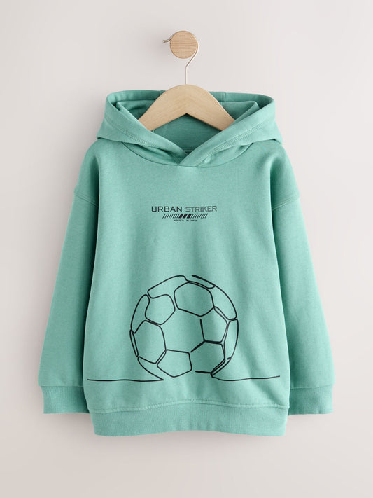 Mint Green Football Older Boys Graphic Print Hoodie (3-16yrs)