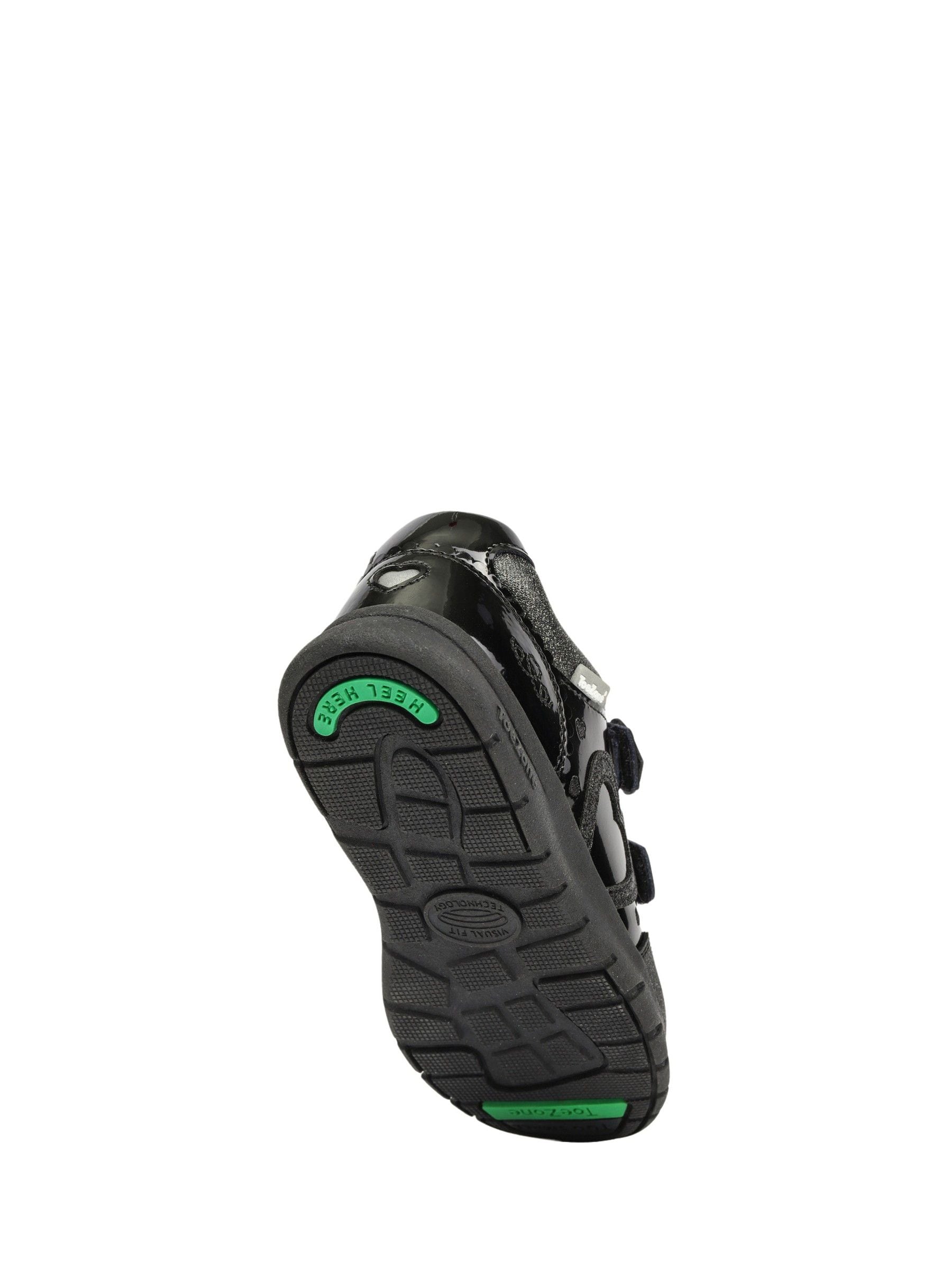 Toezone Black Isla Patent Heart Rip Tape School Shoes image 5