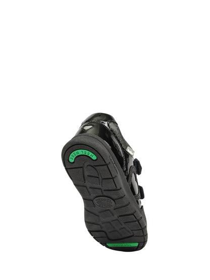 Toezone Black Isla Patent Heart Rip Tape School Shoes image 5