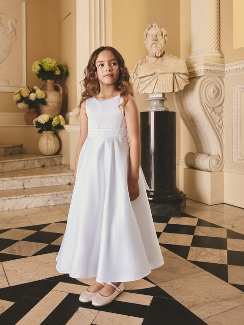 White Flower Girl Bow Dress (6-13yrs) image 1