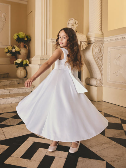 White Flower Girl Bow Dress (6-13yrs) image 2