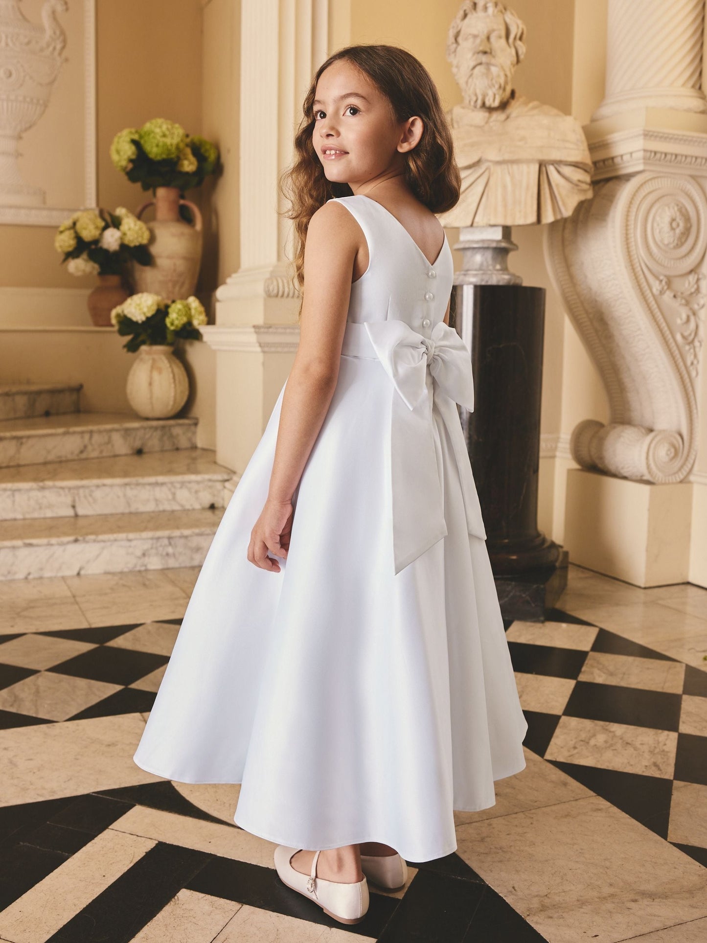 White Flower Girl Bow Dress (6-13yrs) image 3