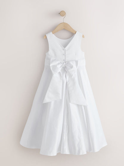 White Flower Girl Bow Dress (6-13yrs) image 6