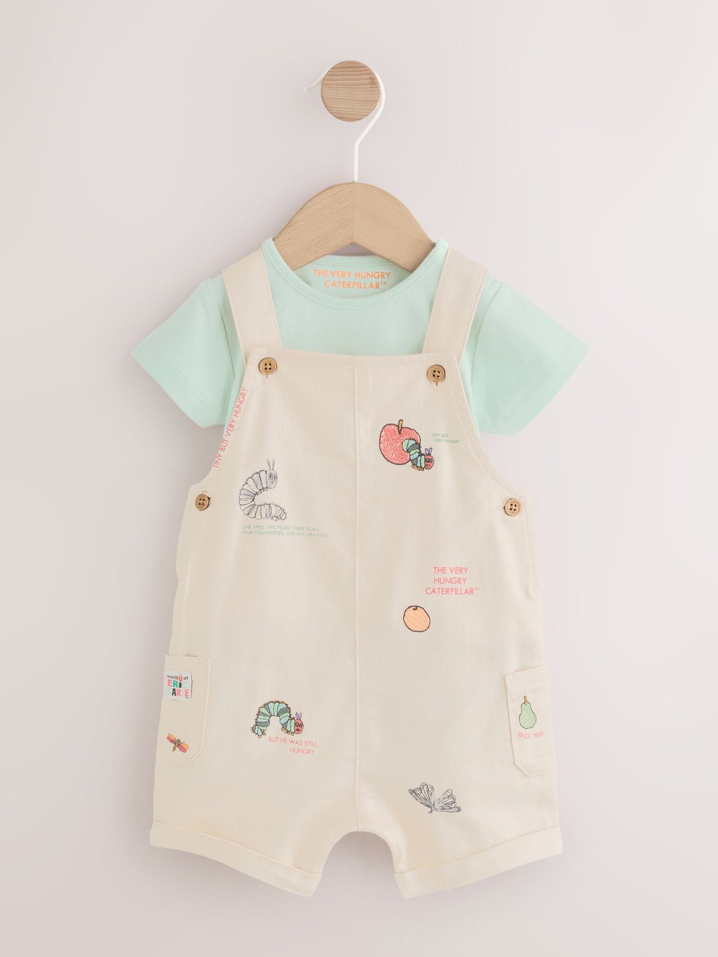 Neutral The Very Hungry Caterpillar Dungaree and Bodysuit Baby Set (0mths-2yrs) image 1