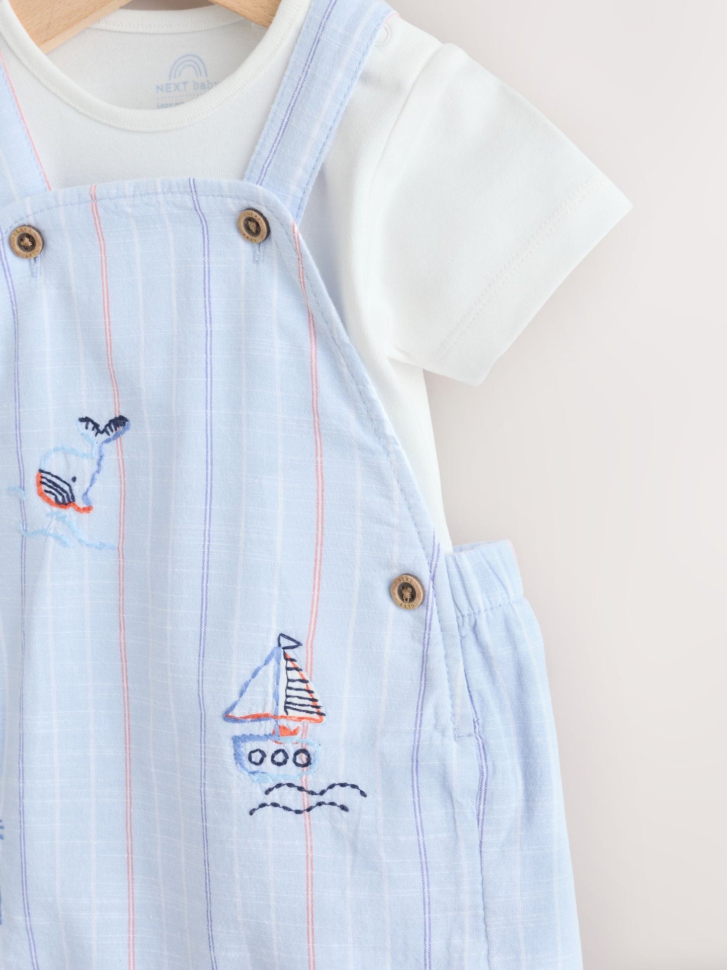 Blue Nautical Stripe Dungarees And Bodysuit Baby Set (0mths-2yrs) image 4
