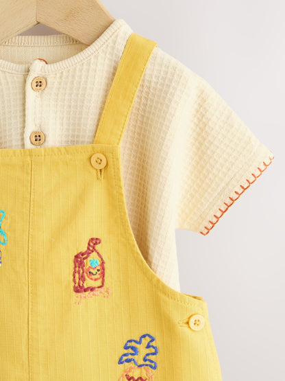 Yellow Fruit/Veg Print Dungarees And Bodysuit Baby Set (0mths-2yrs) image 4