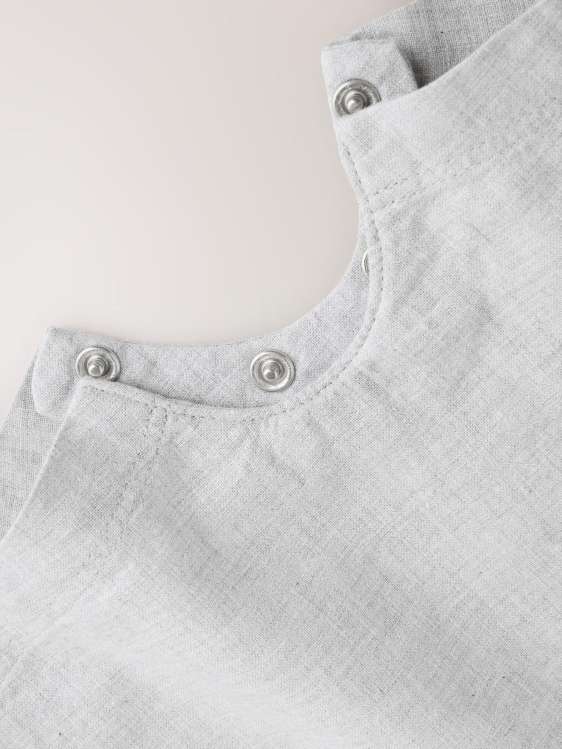 Grey Linen/Cotton Blend Dungaree and Bodysuit Baby Set (0mths-2yrs) image 5