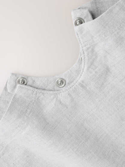 Grey Linen/Cotton Blend Dungaree and Bodysuit Baby Set (0mths-2yrs) image 5