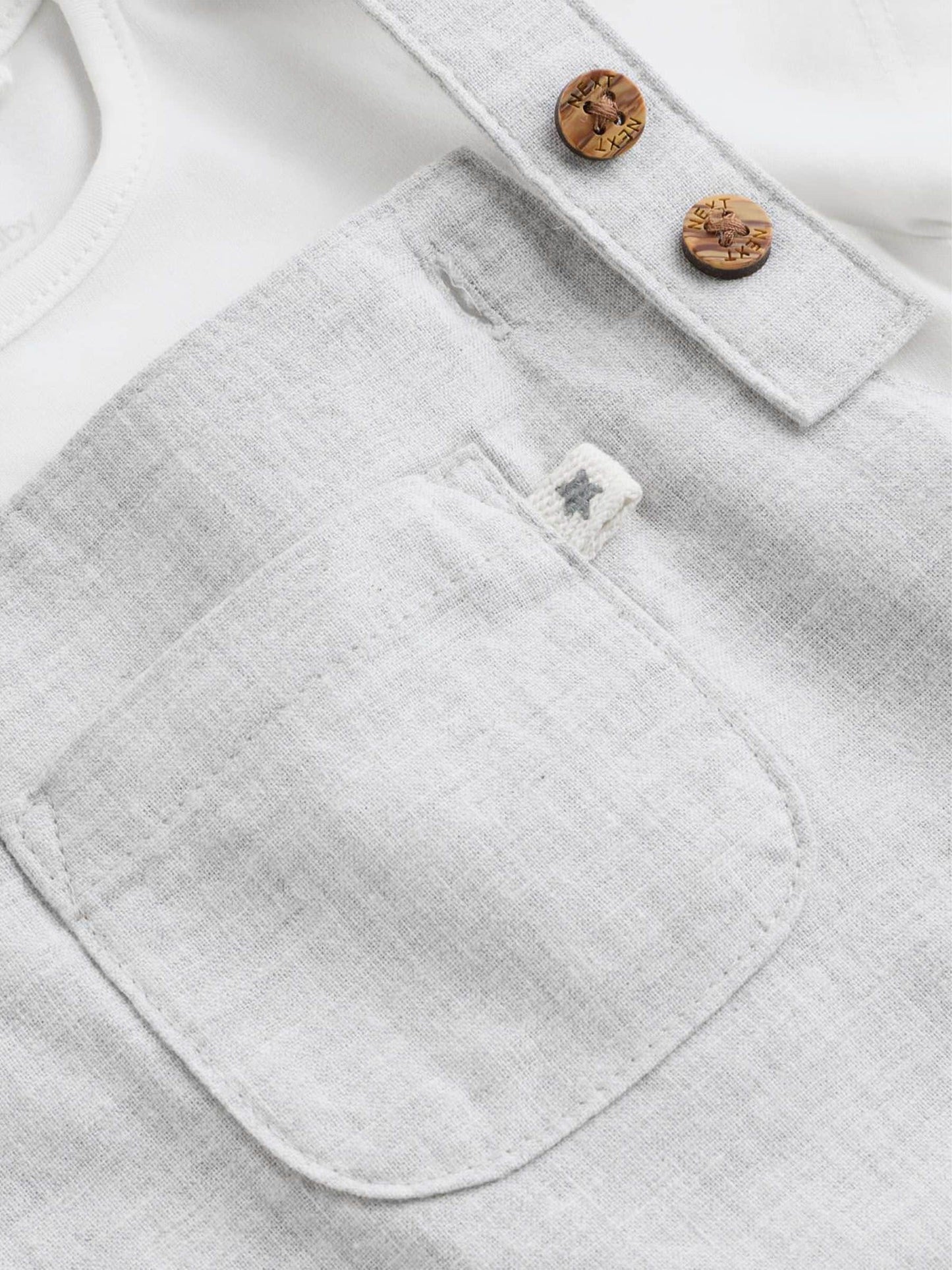 Grey Linen/Cotton Blend Dungaree and Bodysuit Baby Set (0mths-2yrs) image 7