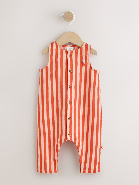 Red Stripe Chilli Print Woven Baby Romper (0mths-2yrs) image 2