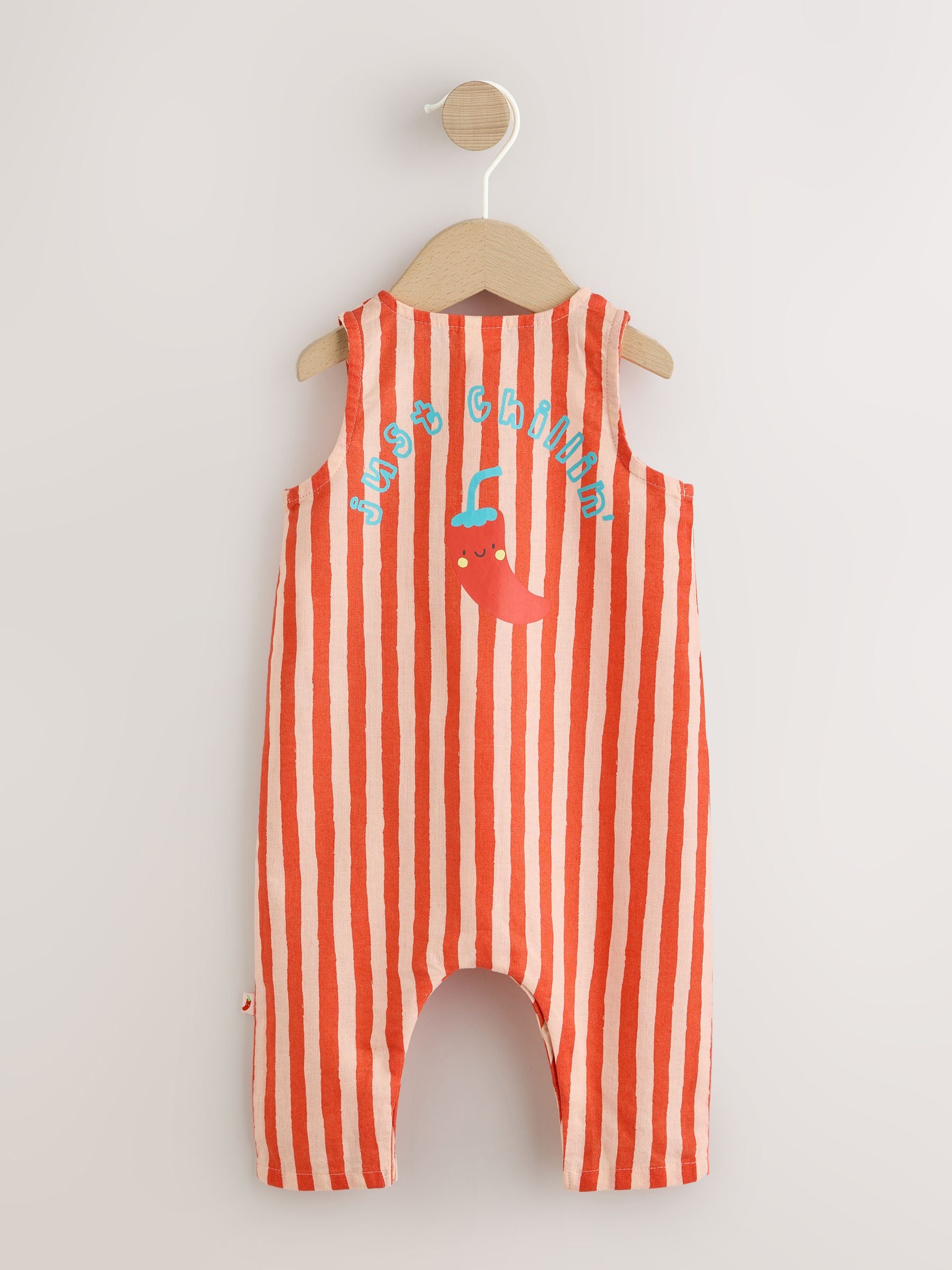 Red Stripe Chilli Print Woven Baby Romper (0mths-2yrs) image 3