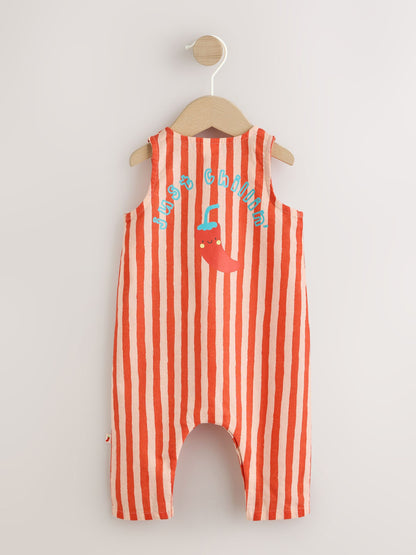 Red Stripe Chilli Print Woven Baby Romper (0mths-2yrs) image 3
