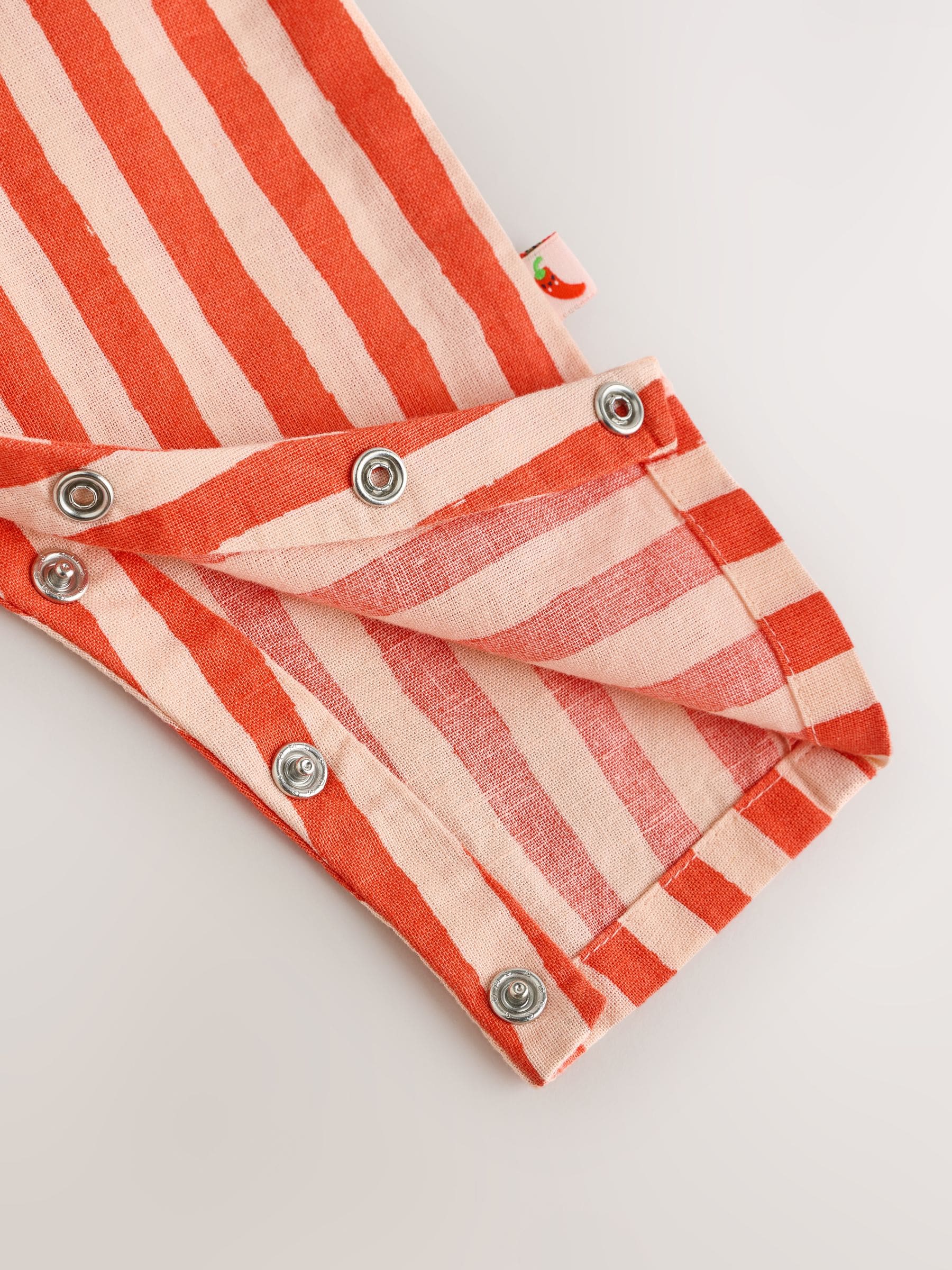 Red Stripe Chilli Print Woven Baby Romper (0mths-2yrs) image 7