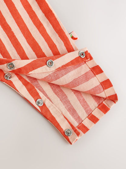 Red Stripe Chilli Print Woven Baby Romper (0mths-2yrs) image 7