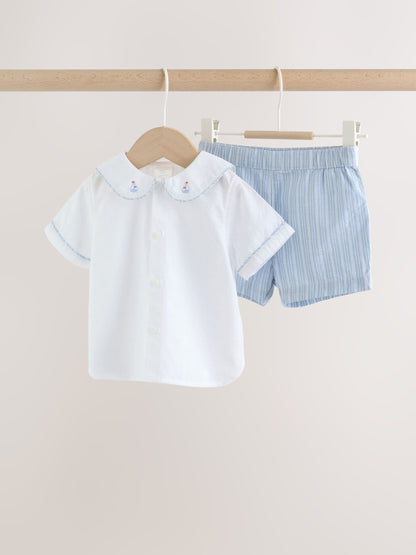 Blue Nautical Smart Shirt and Shorts Baby Set (0mths-2yrs) image 4
