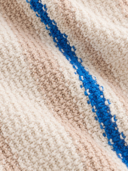 Blue/Neutral Stripe Knitted Baby Romper (0mths-3yrs) image 7