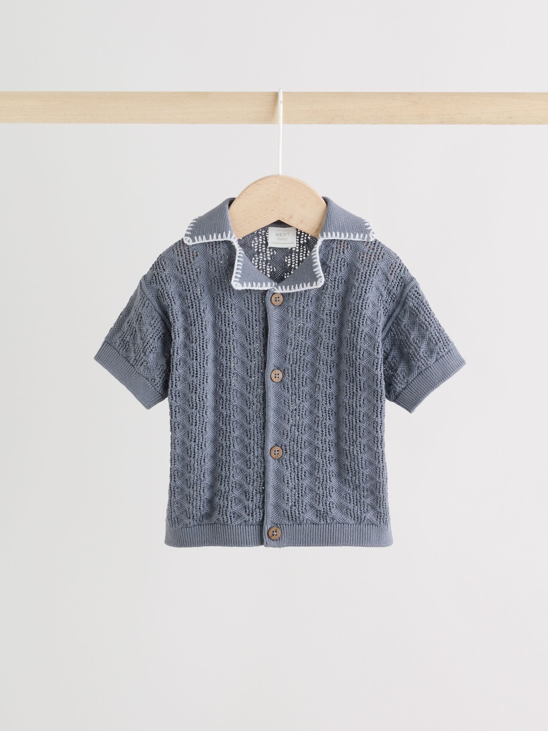 Blue Knitted Top and Shorts Baby Set (0mths-2yrs) image 3