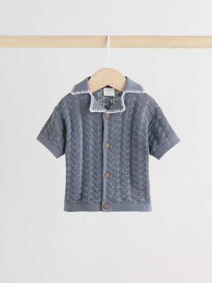 Blue Knitted Top and Shorts Baby Set (0mths-2yrs) image 3