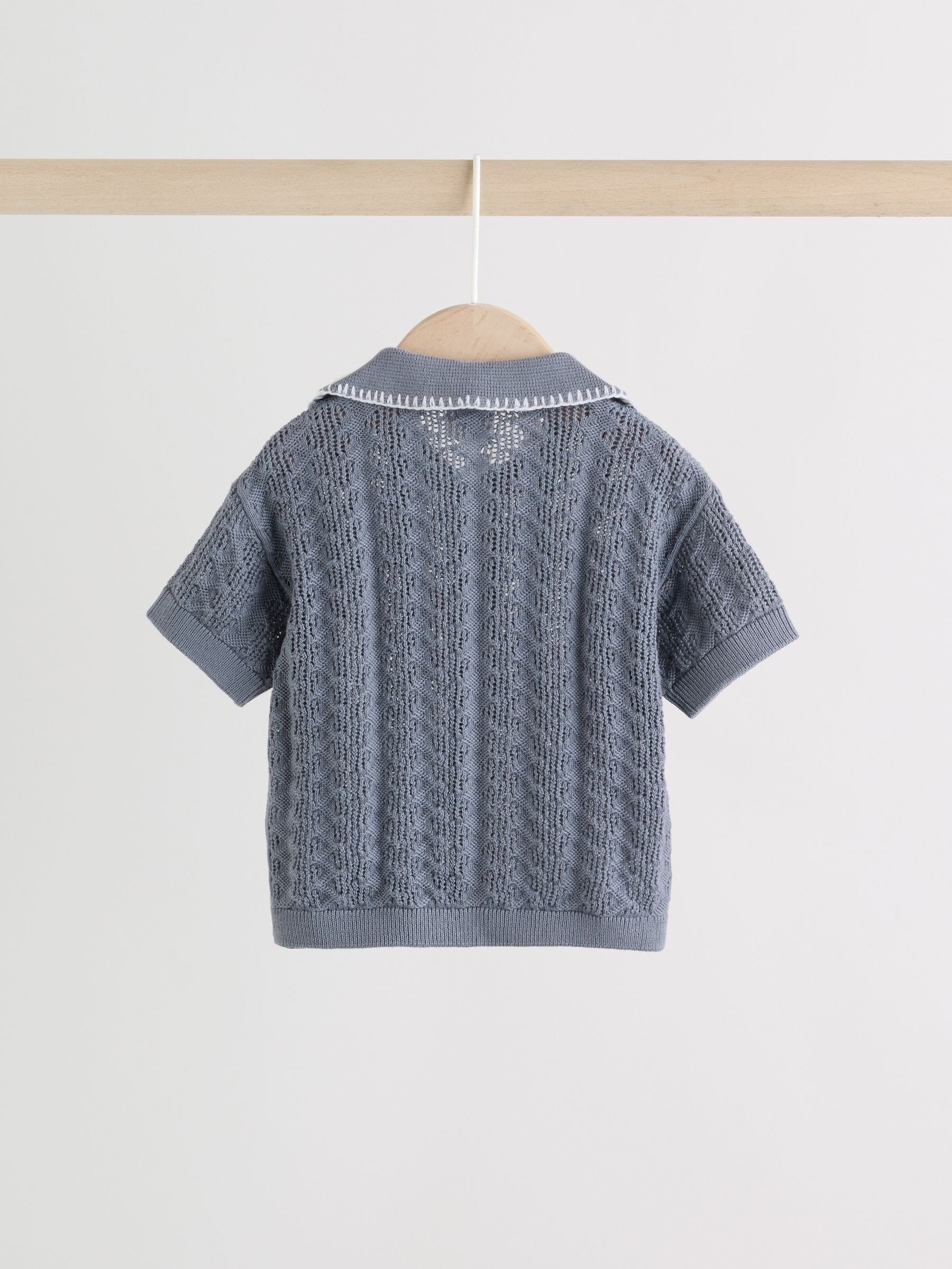 Blue Knitted Top and Shorts Baby Set (0mths-2yrs) image 5