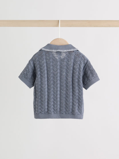 Blue Knitted Top and Shorts Baby Set (0mths-2yrs) image 5