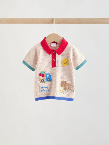 Neutral/Bright Farm Knitted Top and Shorts Baby Set (0mths-2yrs) image 3