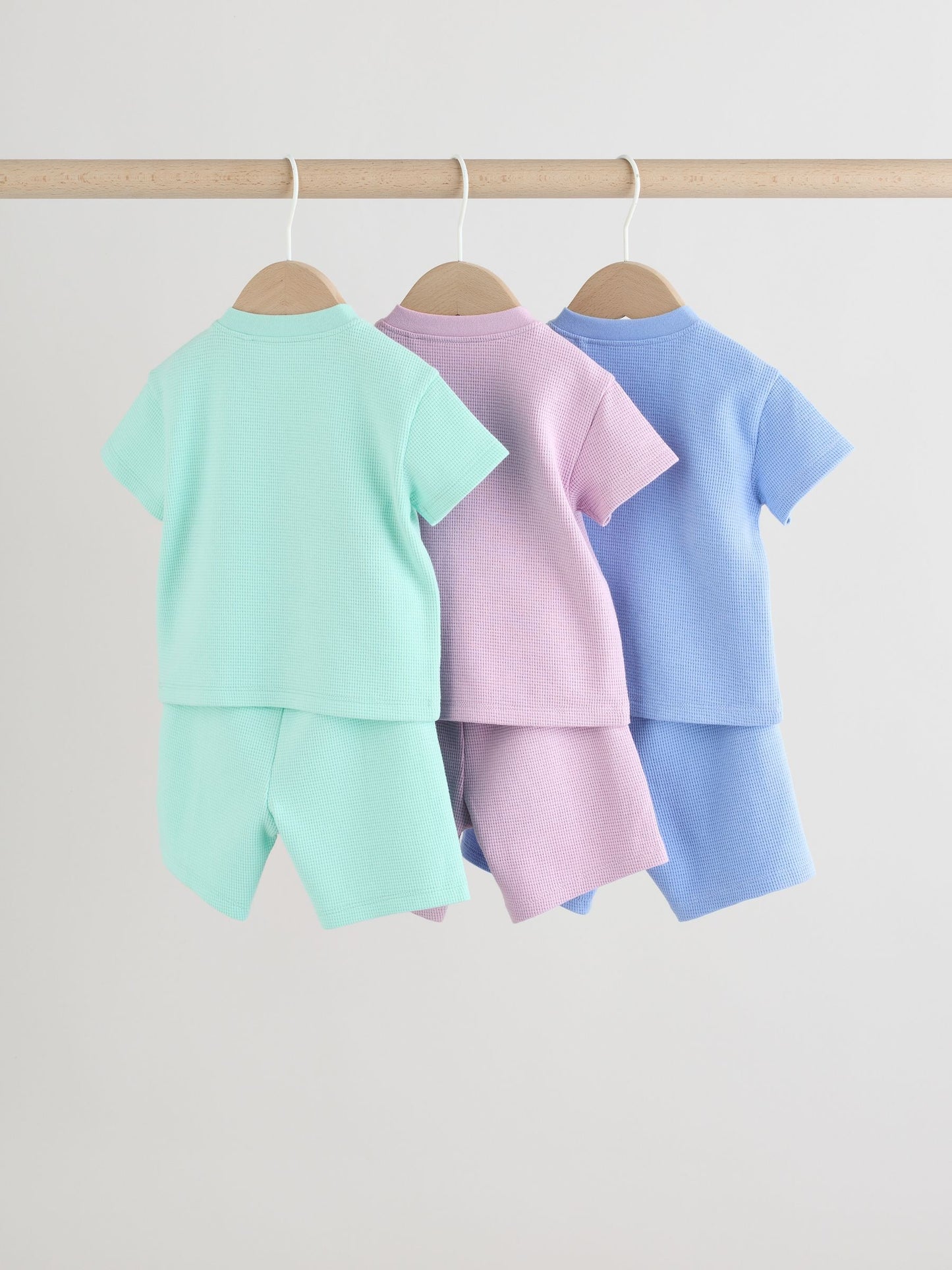 Blue/Lilac/Green Tops and Shorts 6 Piece Baby Set (0mths-2yrs) image 2