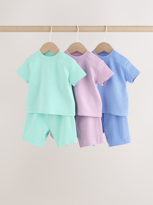 Blue/Lilac/Green Tops and Shorts 6 Piece Baby Set (0mths-2yrs) image 1