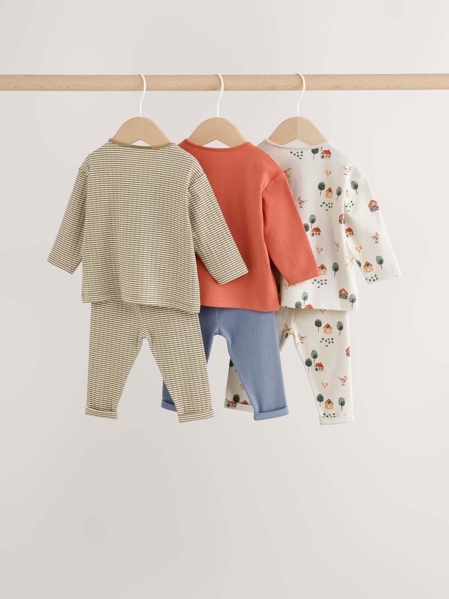 Brown/Blue/Cream Hamish Farm Baby Top and Leggings Set 6 Piece (0mths-3yrs) image 2