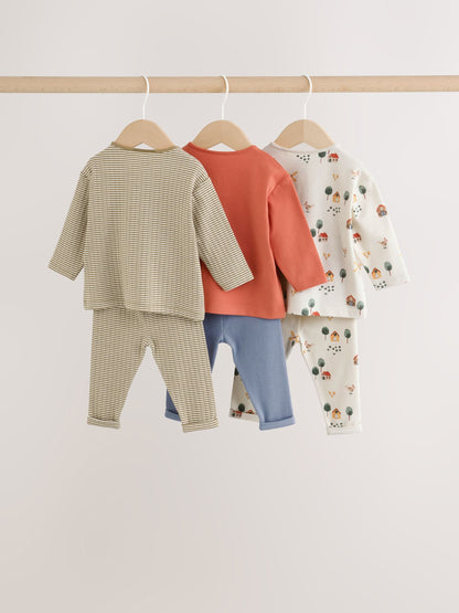Brown/Blue/Cream Hamish Farm Baby Top and Leggings Set 6 Piece (0mths-3yrs) image 2