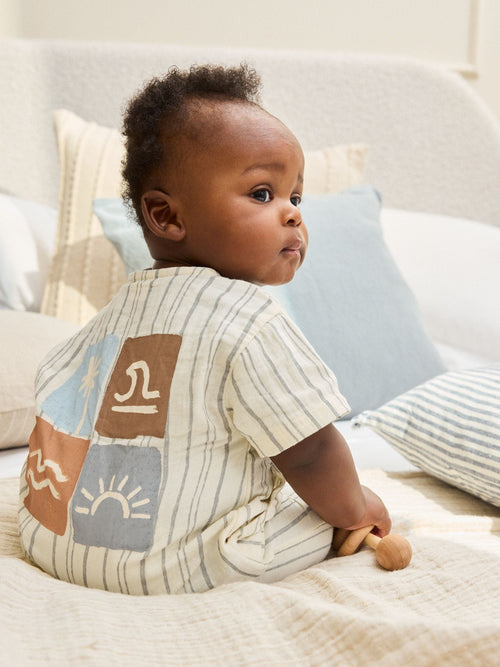 Mono Stripe Short Sleeve Baby Romper (0mths-3yrs) image 1