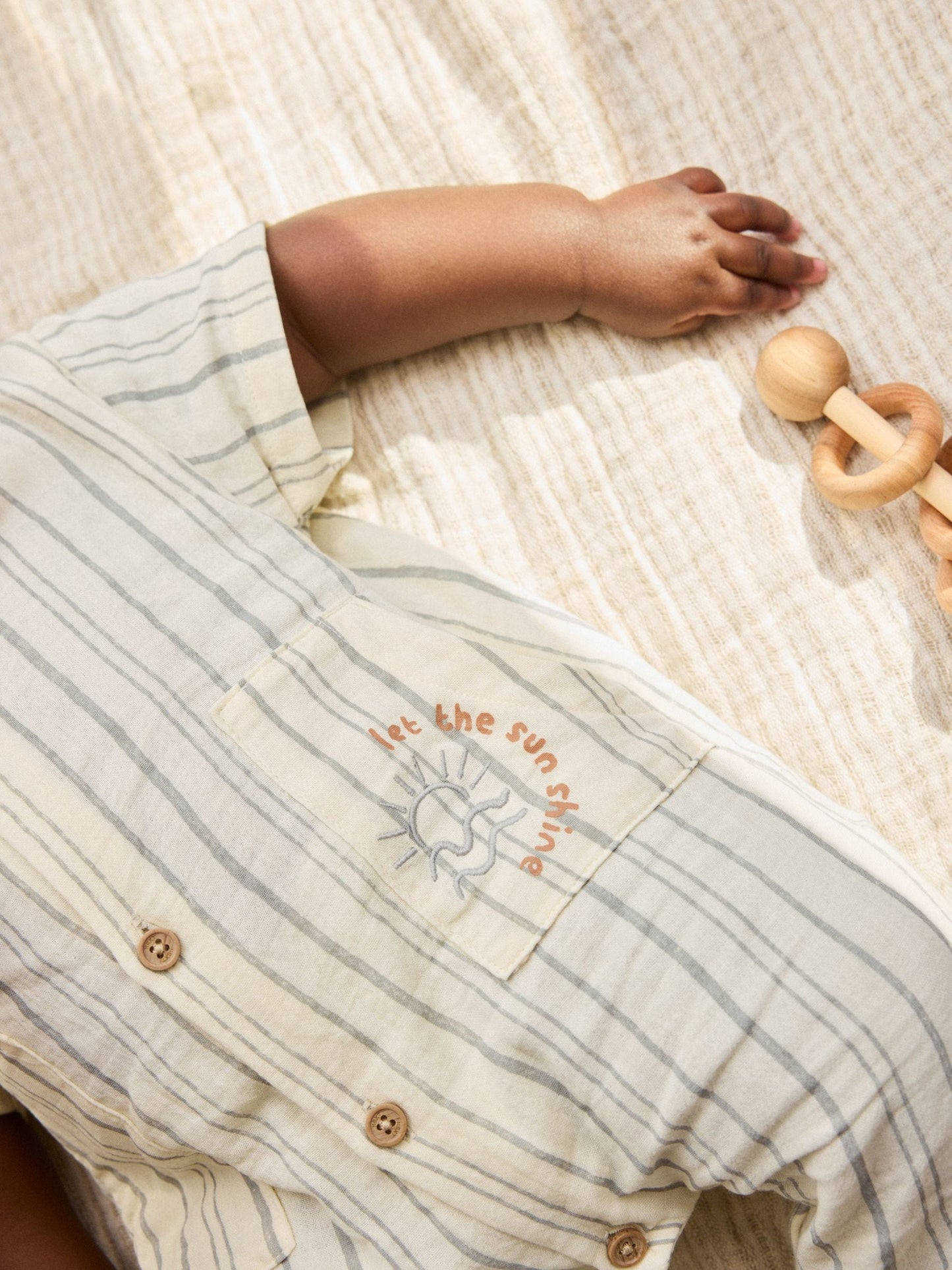 Mono Stripe Short Sleeve Baby Romper (0mths-3yrs) image 3