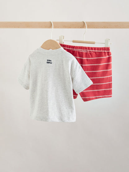 Red Farm Print Top and Shorts Baby Set (0mths-2yrs) image 4