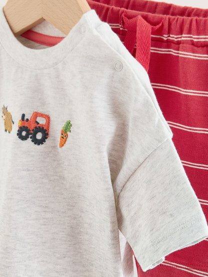 Red Farm Print Top and Shorts Baby Set (0mths-2yrs) image 7