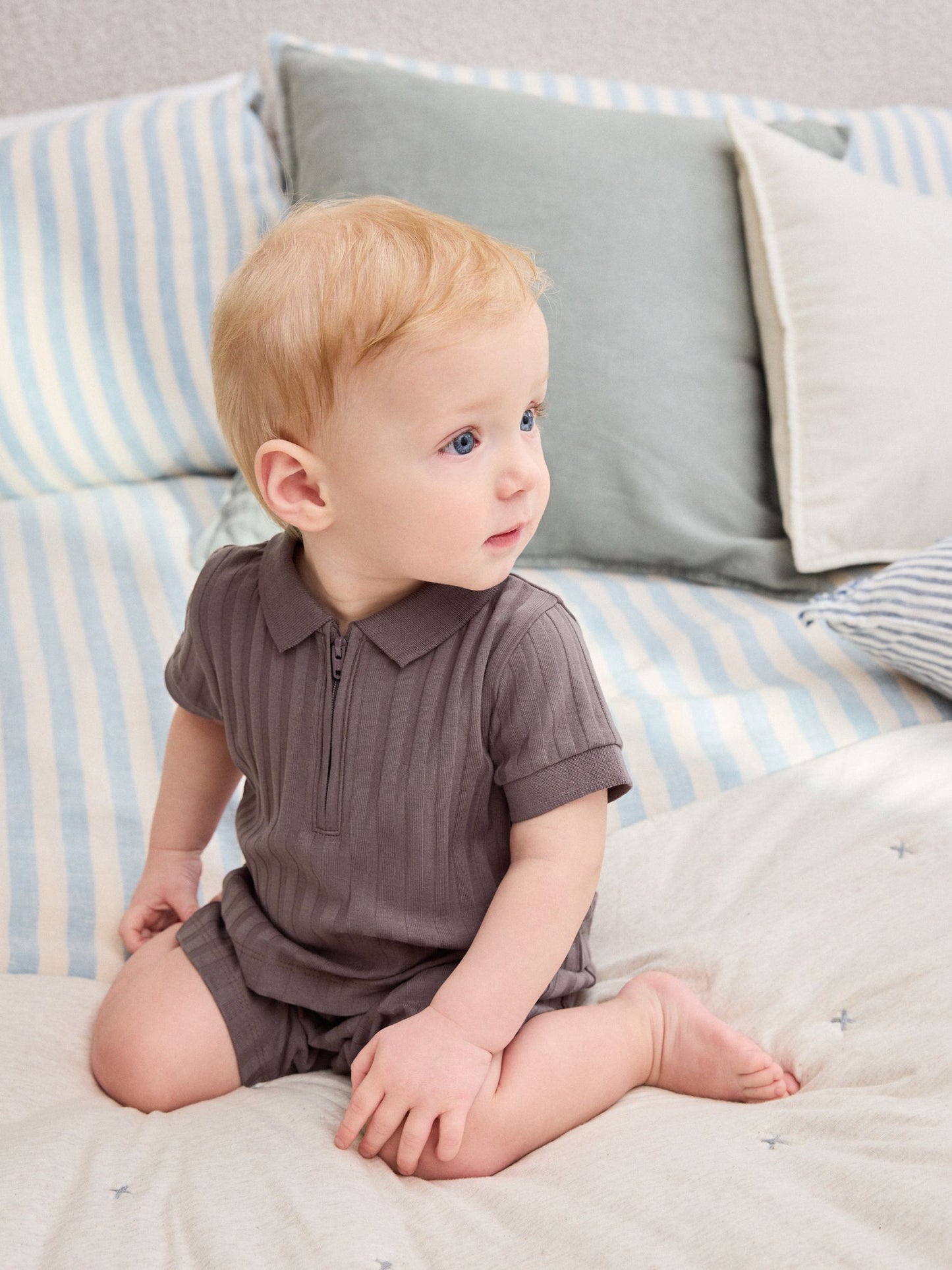 Brown Polo Top and Shorts Baby Set (0mths-2yrs) image 1