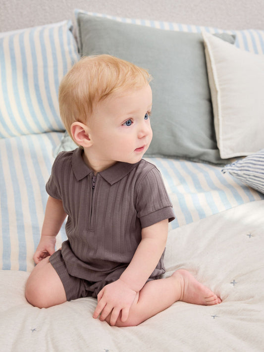 Brown Polo Top and Shorts Baby Set (0mths-2yrs) image 1