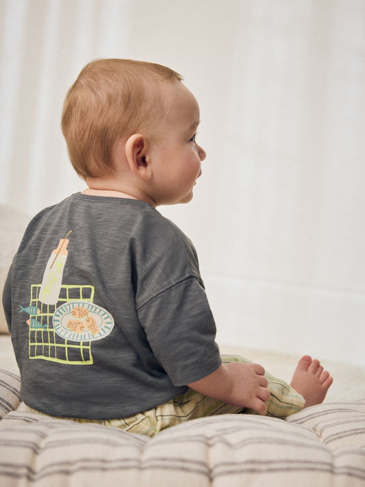 Grey Picnic Top & Trousers Baby Set (0mths-2yrs) image 1