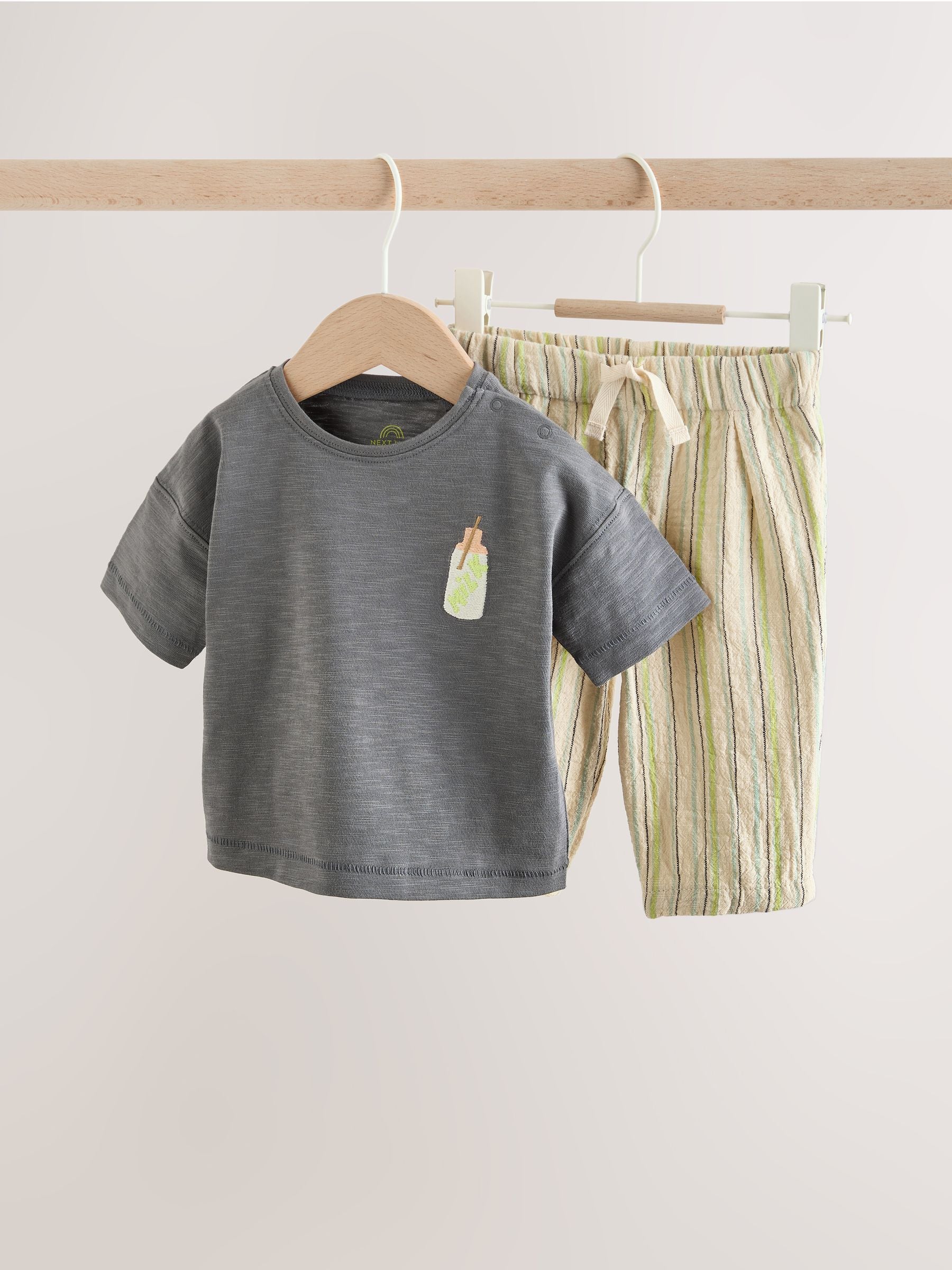 Grey Picnic Top & Trousers Baby Set (0mths-2yrs) image 3