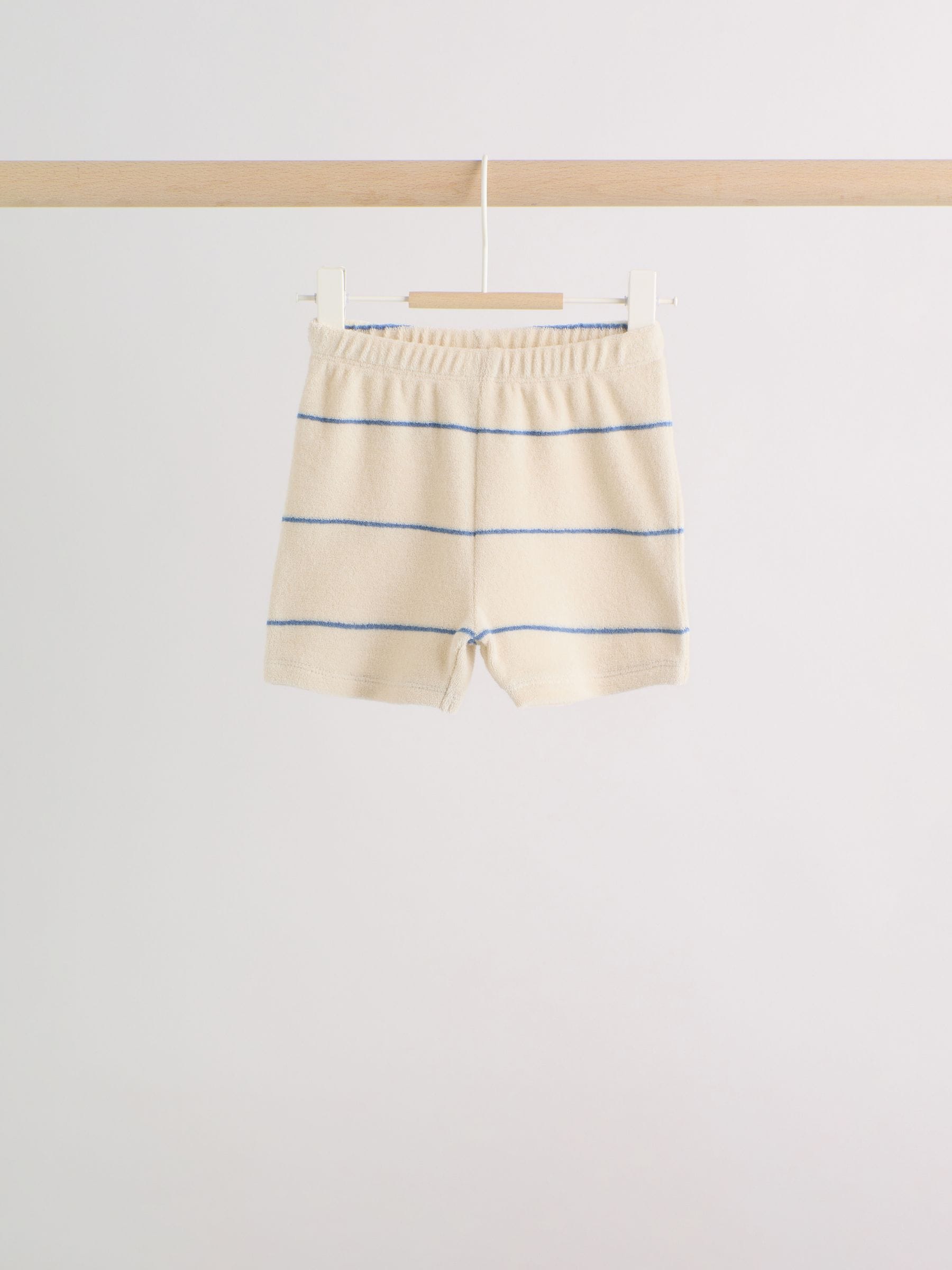Neutral/Blue Stripe Top and Short Towelling Baby Set (0mths-2yrs) image 4