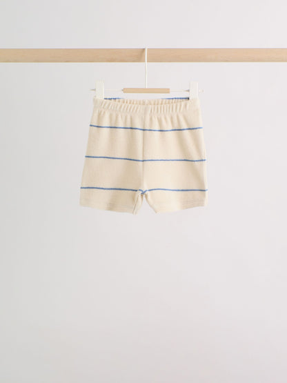 Neutral/Blue Stripe Top and Short Towelling Baby Set (0mths-2yrs) image 4
