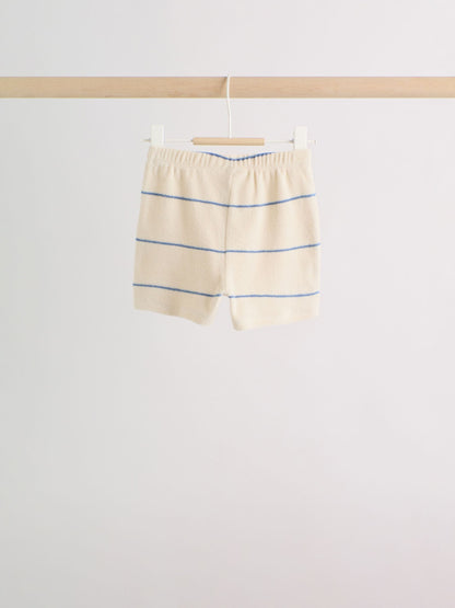 Neutral/Blue Stripe Top and Short Towelling Baby Set (0mths-2yrs) image 6