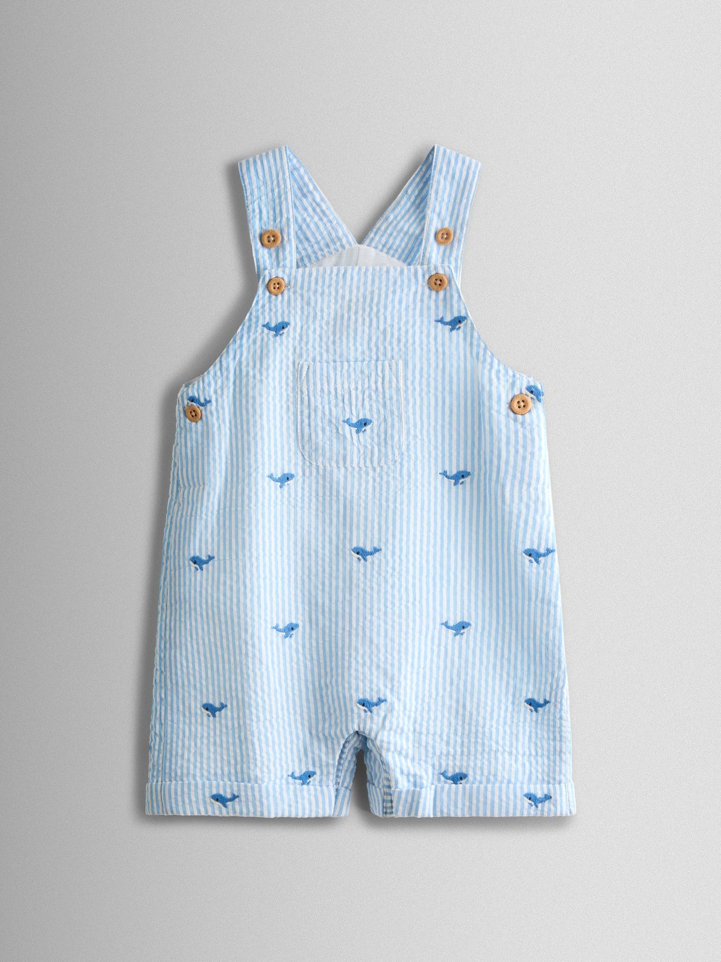JoJo Maman Bébé Blue Whale Stripe Dungaree & Body Set image 5