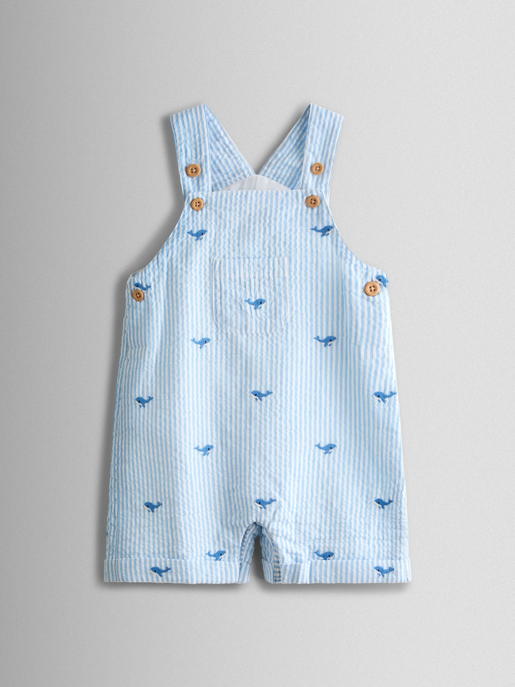 JoJo Maman Bébé Blue Whale Stripe Dungaree & Body Set image 5