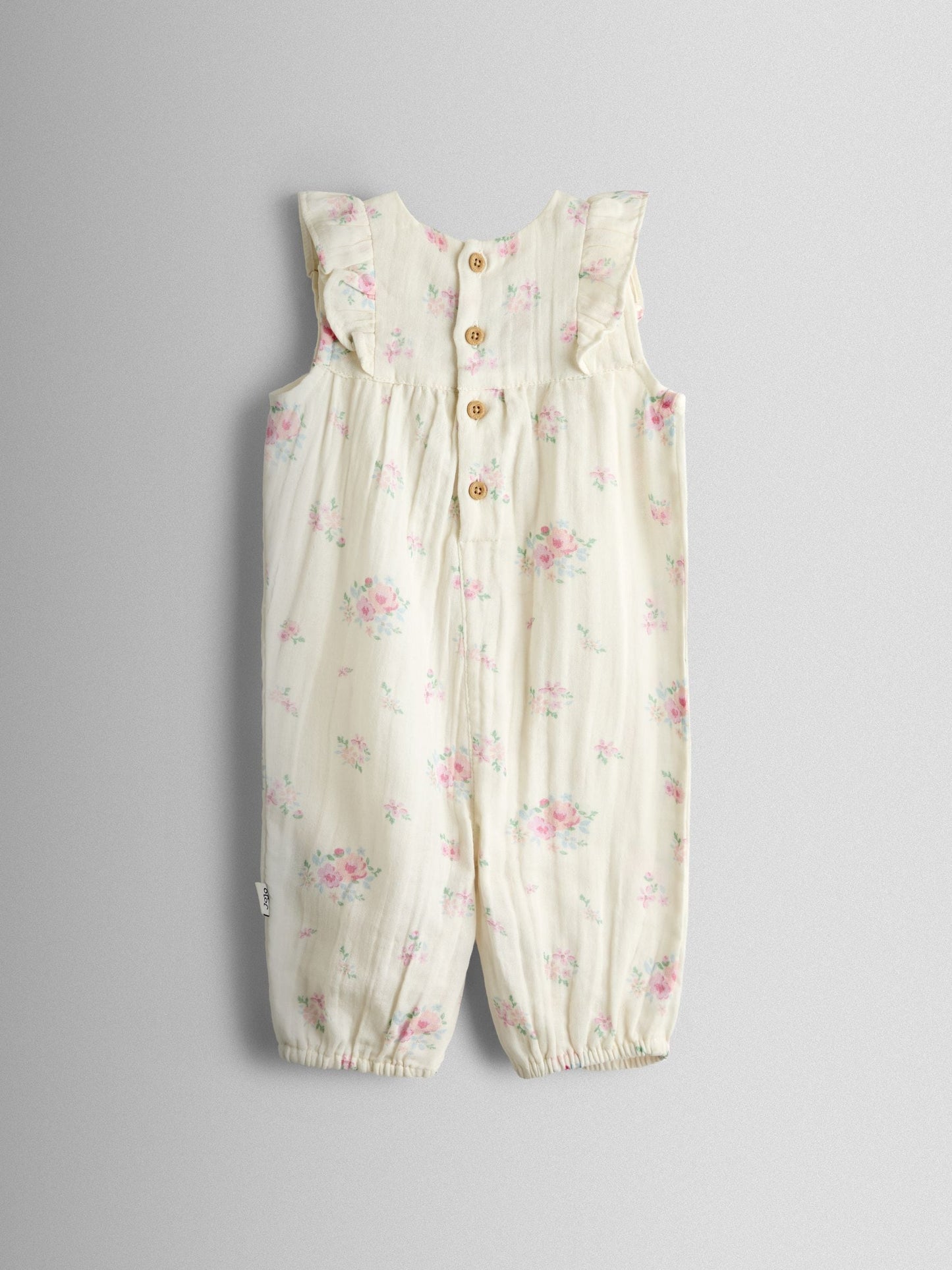 JoJo Maman Bébé Cream Floral Frill Romper & Hat Set image 4